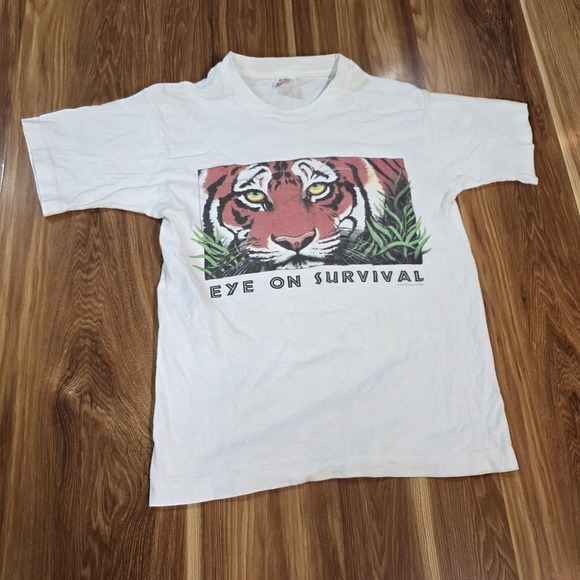 Fruit of the Loom Other - Vtg Eye On Survival Tiger Shirt Human-I-Tees Mens Small Fruit Of The Loom 90s